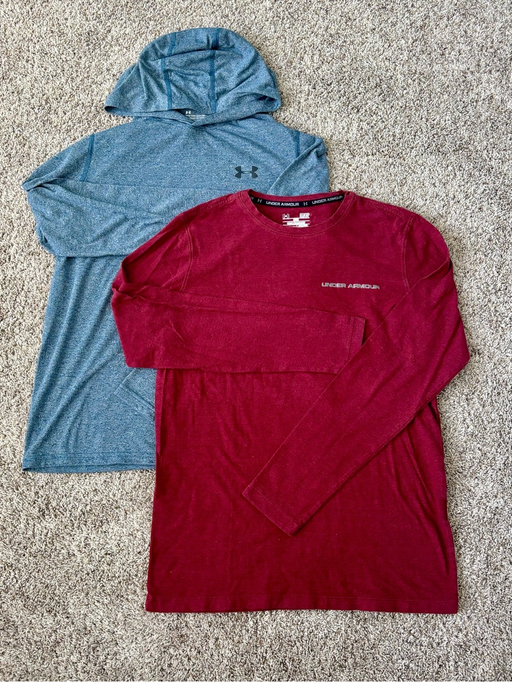Lot of 2 men’s Under Armour Long Sleeve Tee - Red & slate